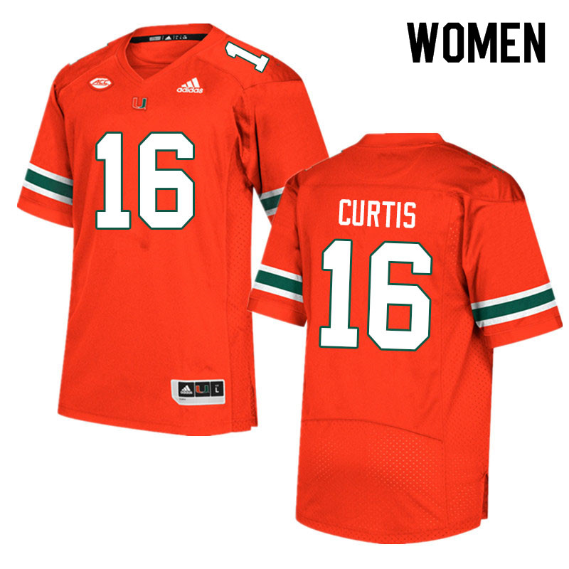 Women #16 Malik Curtis Miami Hurricanes College Football Jerseys Sale-Orange - Click Image to Close